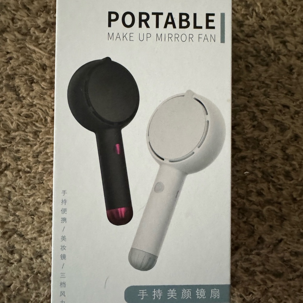 Portable Makeup Mirror Fan - Black and White